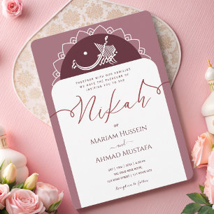 Invitation Minimal moderne de poussin Bourgogne Merlot islami