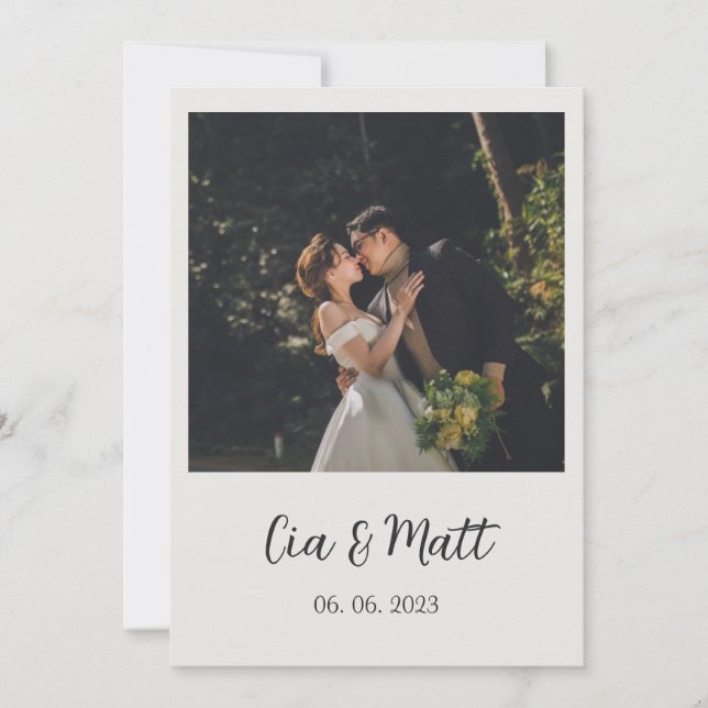 Invitation Minimal moderne | Détails du Mariage photo & (Devant)