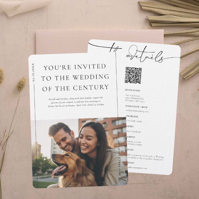 Invitation Minimal moderne | Détails du Mariage photo & (Créateur téléchargé)