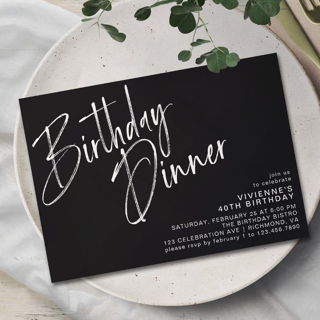 Invitation Minimal moderne | Élégant dîner d'anniversaire noi (Créateur téléchargé)