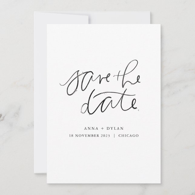 Invitation Minimal moderne Enregistrer la date - Aquarelle no (Devant)