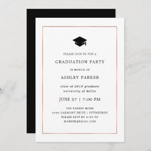 Invitation Minimal moderne   Faux Rose Gold Border Grad Party