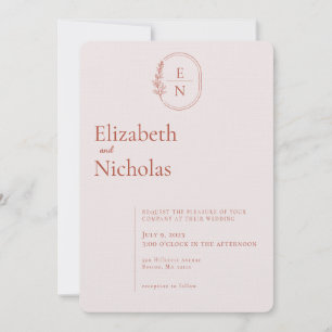 Invitation Minimal moderne   Mariage en terre cuite et blanc