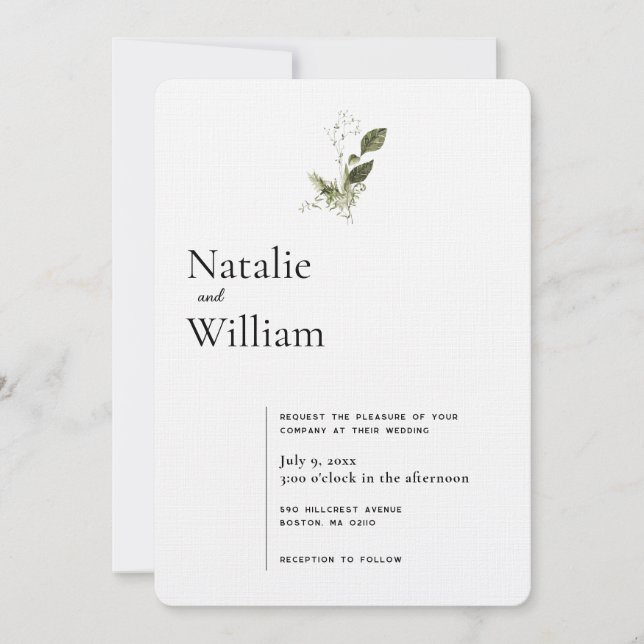 Invitation Minimal moderne | Mariage Spring Green (Devant)