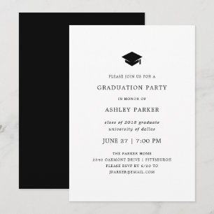 Invitation Minimal moderne Parti des diplômes de noir et bla