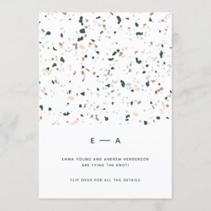 Invitation Minimal moderne Terrazzo Motif vert rose Mariage