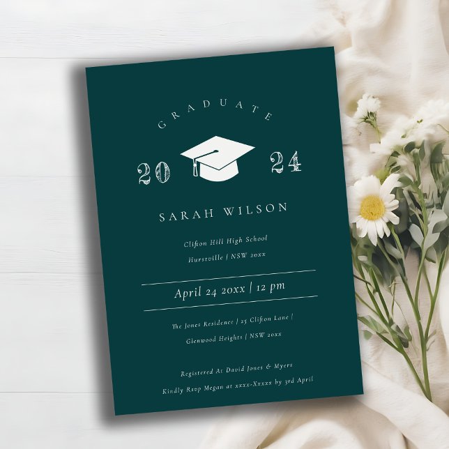 Invitation Minimal Nettoyage simple bouteille Green Graduatio (Créateur téléchargé)