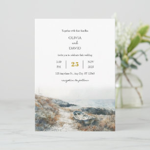 Invitation Minimal Rustique Balnéaire Rocky Shore Beach Maria