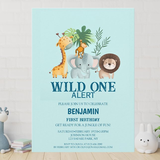 Invitation Minimal Safari Wild One Anniversaire  (Créateur téléchargé)