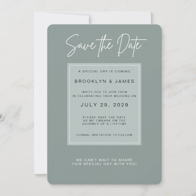 Invitation Minimal Sage Enregistrer la Date (Devant)