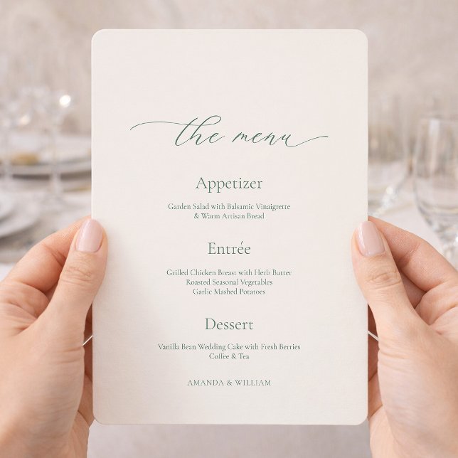 Invitation Minimal Sage Green Wedding Menu Card (Créateur téléchargé)