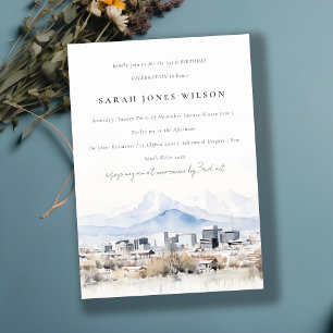 Invitation Minimal Salt Lake City Utah Aquarelle Anniversaire