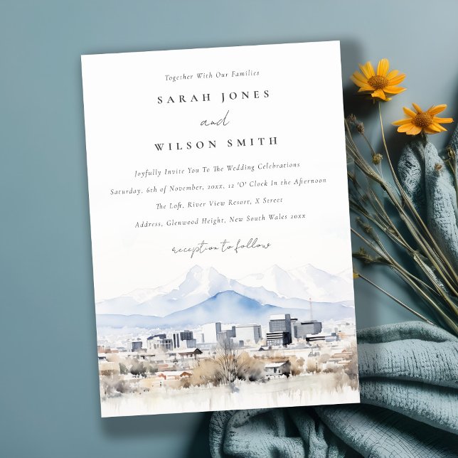 Invitation Minimal Salt Lake City Utah Watercolor Mariage (Créateur téléchargé)