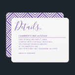 Invitation MINIMAL SCRIPT détails modernes Bat mitzvah violet<br><div class="desc">par kat massard >>> WWW.SIMPLYSWEETPAPERIE.COM <<< Un design d'invitation super élégant et sophistiqué pour le BAR/BAT MITZVAH de votre enfant ! CONSEIL :: 1. Pour modifier/déplacer des graphiques et des polices et ajouter du texte - cliquez sur le bouton "customiser". - - - - - - - - - -...</div>