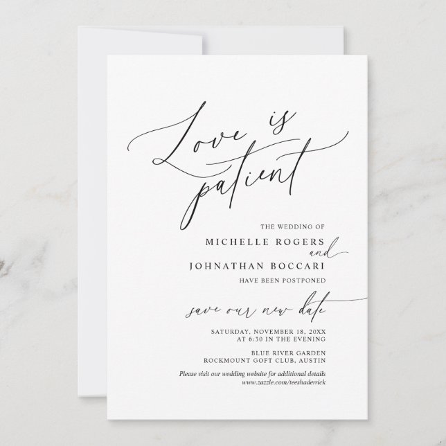 Invitation Minimal simple, amour dans le patient, mariage rep (Devant)