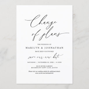 Invitation Minimal simple, changement de plan, mariage report
