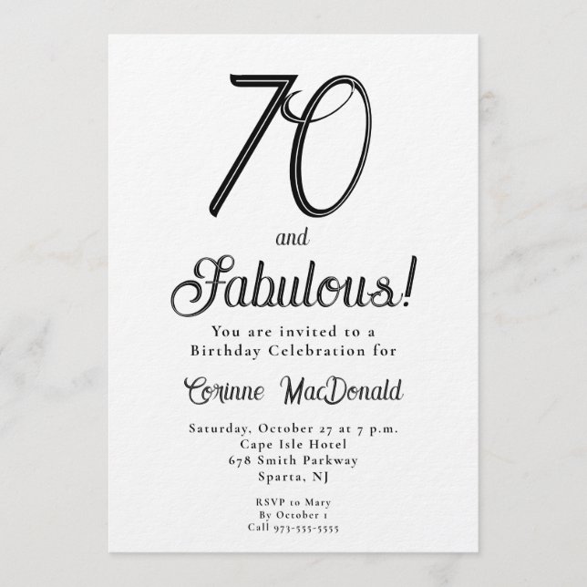 Invitation Minimal Sixty and Fabulous 70th Birthday Party (Devant)