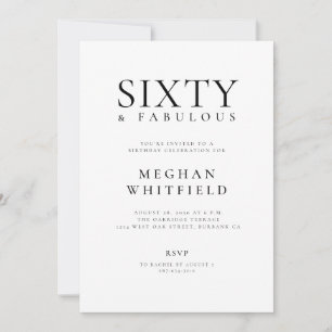 Invitation Minimal Soixante et Merveilleux 60e Anniversaire