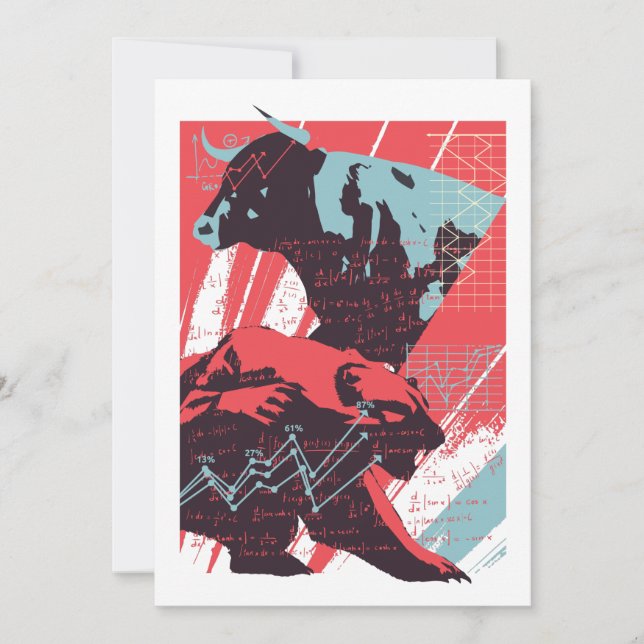 Invitation Minimal Stock Market Bull Bear Chart (Devant)