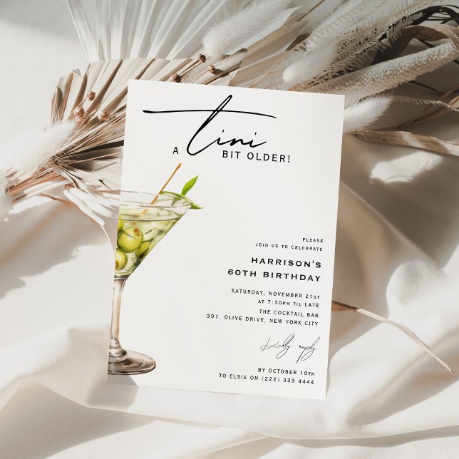 Invitation Minimal 'tini un peu plus vieux ! Cocktail fête d' (Créateur téléchargé)