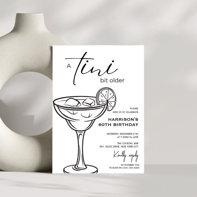 Invitation Minimal 'tini un peu plus vieux ! Cocktail fête d' (Créateur téléchargé)