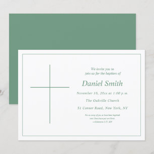 Invitation Minimal Turquoise Vert chrétien Baptême adulte