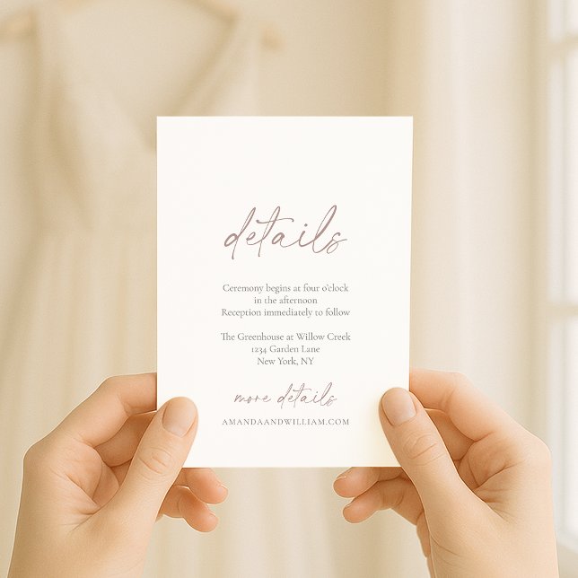Invitation Minimal Wedding Details Card with Soft Calligraphy (Créateur téléchargé)