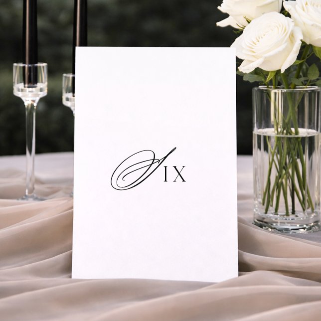 Invitation Minimal Wedding Table Number Six Sign (Créateur téléchargé)