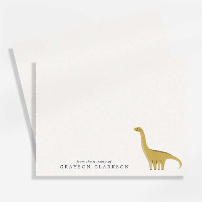 Invitation Minimal Yellow Dinosaur Nursery Note Card (Créateur téléchargé)