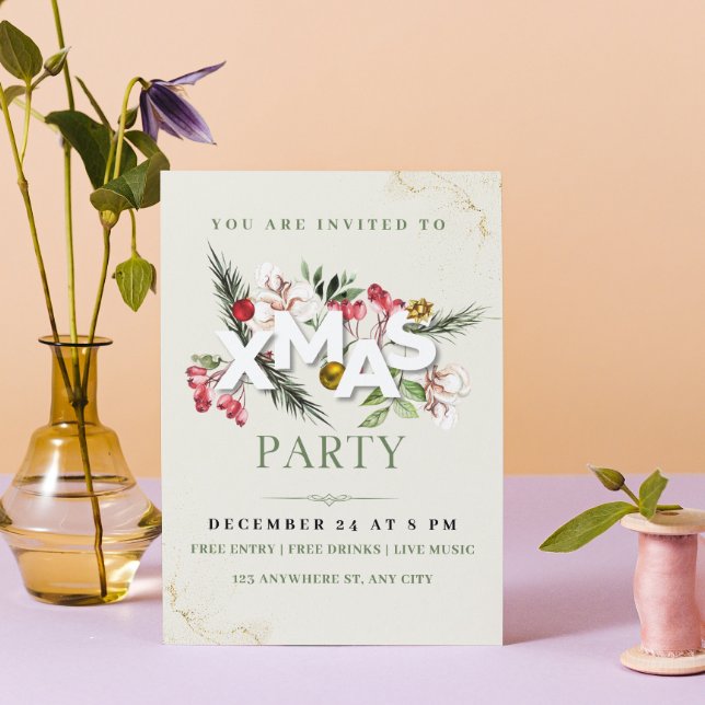 Invitation minimale crème pour la fête de Noël (Créateur téléchargé)