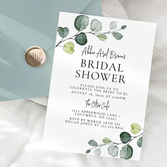 Invitation minimale de douche nuptiale Eucalyptus (Créateur téléchargé)