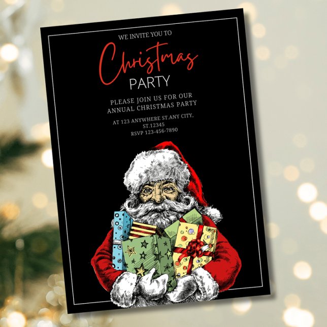 Invitation minimale de fête de Noël du Père Noël,  (Créateur téléchargé)