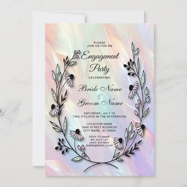 Invitation minimale de fiançailles avec fleurs (Devant)