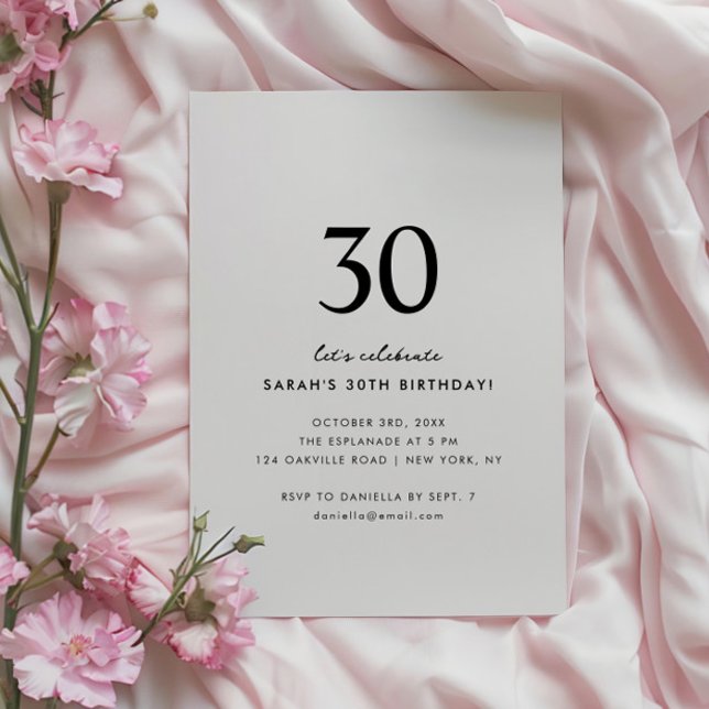 Invitation minimale élégante pour 30 ans (Créateur téléchargé)