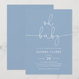Invitation minimale et moderne de shower bébé bleu