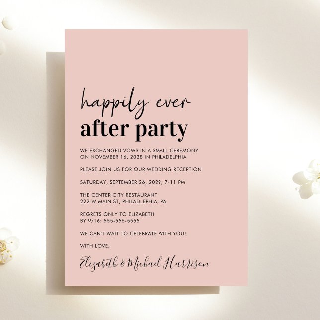 Invitation minimale moderne de réception de mariag (An chic Happily Ever After Party invitation for your wedding celebration)