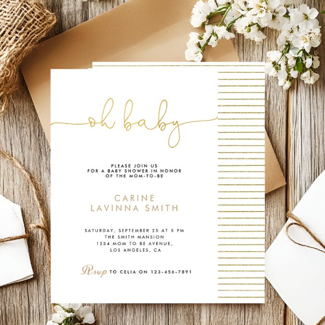 Invitation minimale moderne pour une baby shower a (Créateur téléchargé)
