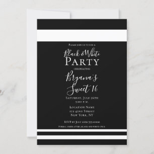 Invitation minimale noir et blanc pour un annivers