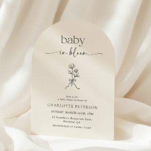 Invitation minimale pour baby shower avec dessin d