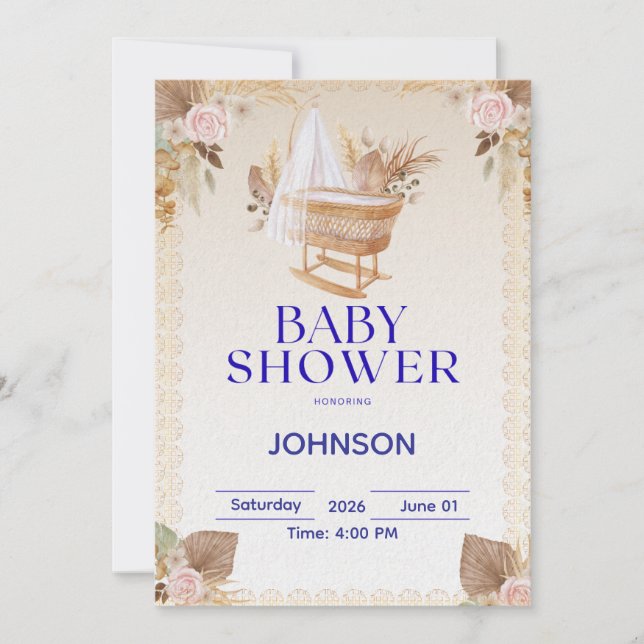 Invitation minimale pour Baby Shower | Moderne et  (Devant)