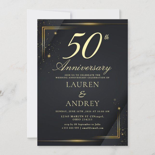 Invitation minimale pour les 50 ans de mariage (Devant)