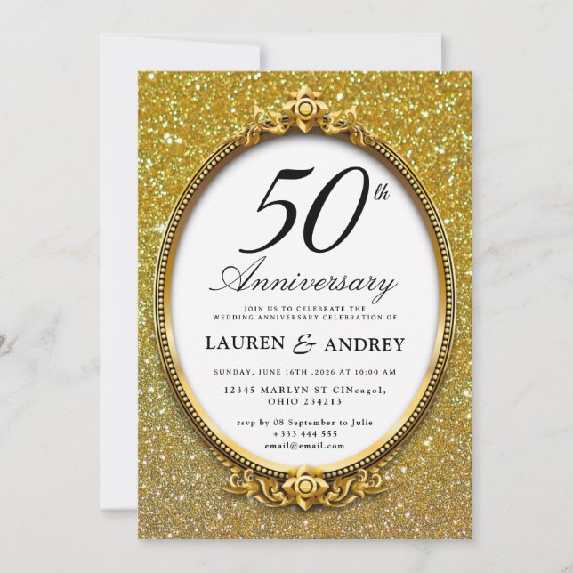 Invitation minimale pour les 50 ans de mariage (Devant)