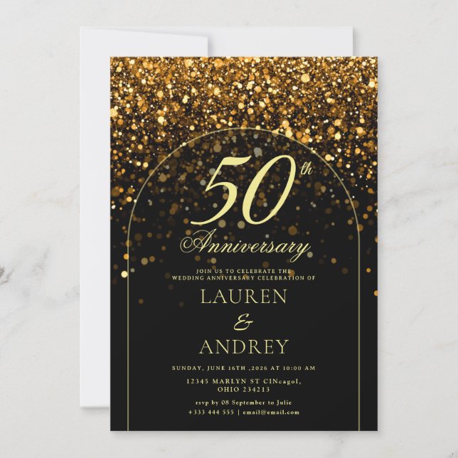 Invitation minimale pour les 50 ans de mariage (Devant)