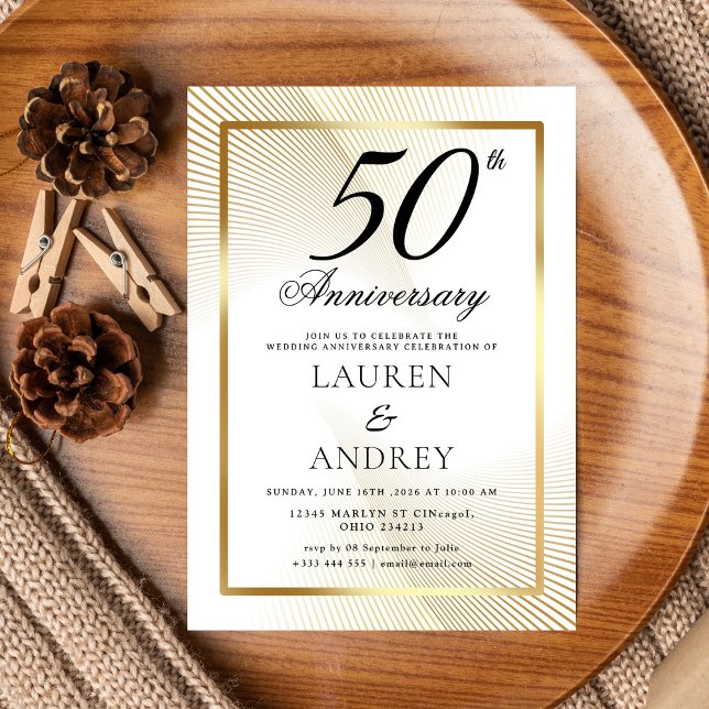 Invitation minimale pour les 50 ans de mariage (Créateur téléchargé)