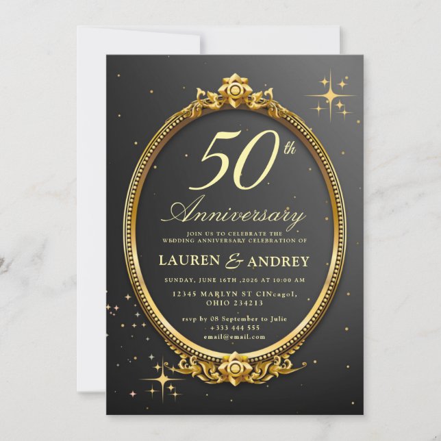 Invitation minimale pour les 50 ans de mariage (Devant)