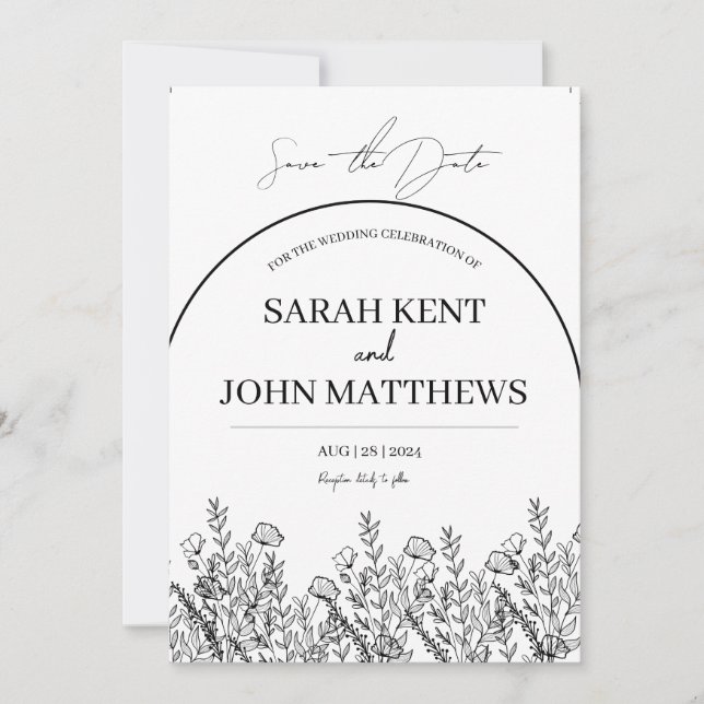 Invitation minimale pour Sauvegarder la Date (Devant)