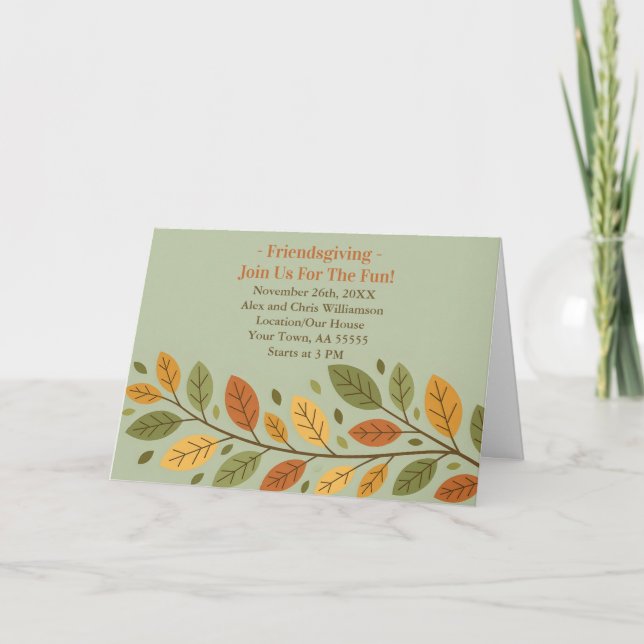 Invitation minimale pour un dîner de Friendsgiving (Devant)