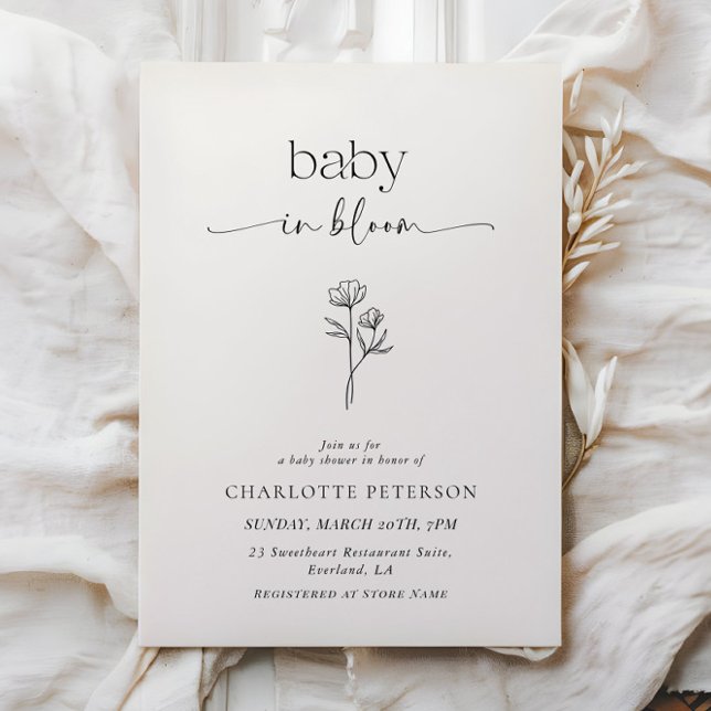 Invitation minimale pour une baby shower sur le th (Créateur téléchargé)