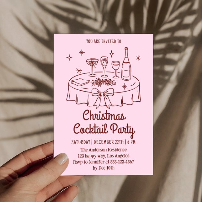 Invitation minimale rose pour une soirée cocktail  (Créateur téléchargé)