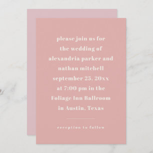 Invitation Minimalisme coloré Rose moderne